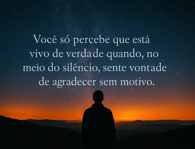 Silhueta diante do horizonte ao entardecer, reflexão sobre presença e silêncio.