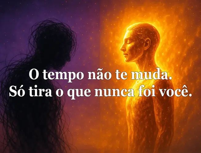 frases de reflexão: Duas figuras opostas, luz e sombra.