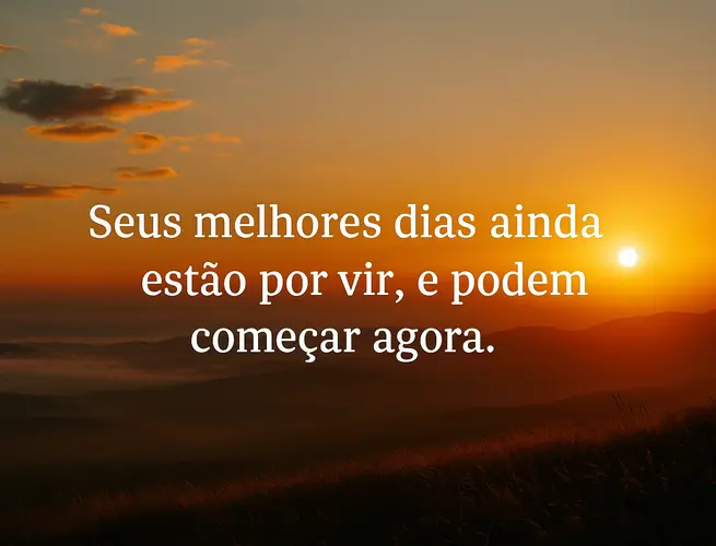 Mensagem inspiradora sobre esperança e recomeços, escrita sobre um fundo sereno.