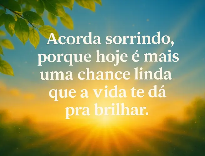 Inspiração para acordar sorrindo e aproveitar mais uma chance que a vida oferece para brilhar.