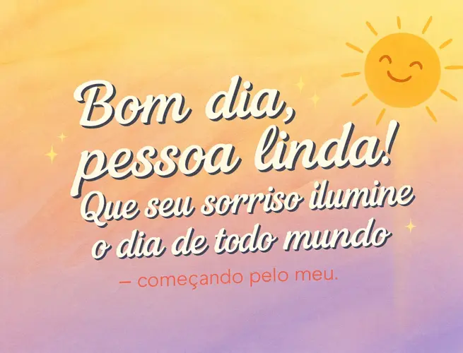Ilustração de sol sorridente em fundo colorido com mensagem sobre sorrisos que iluminam vidas.