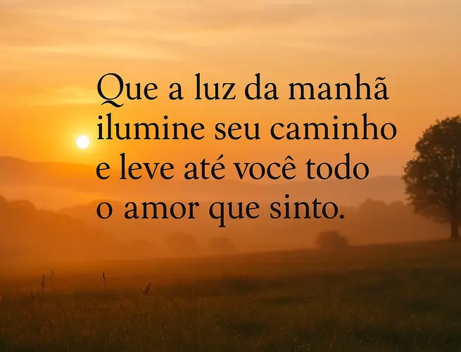 Desejo que a luz da manhã ilumine o caminho e leve consigo todo amor guardado no coração.