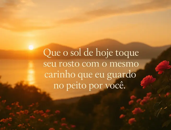 Carinho desejando que o sol toque o rosto com o mesmo afeto guardado no coração.